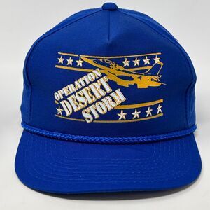 Vintage Operation Desert Storm Hat Baseball Cap Gulf War Snapback Rope Cord Blue
